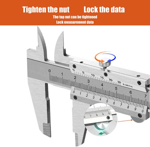 DelitonGude 6 inch Vernier Caliper,Stainless Steel Caliper Measuring Tool, 0-6inch/0-150mm Manual Micrometer, 0.001inch/0.02mm,for Inside,Outside,Depth and Step Measurements