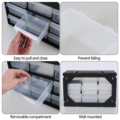 Innouse Small Parts Drawer Cabinet, 9 Drawer Desktop Storage Cabinet, Plastic Storage Drawers for Crafts Set of 1, Black