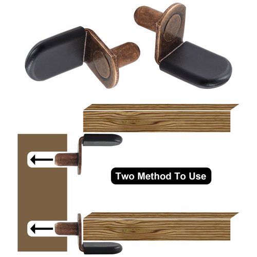 Biaungdo 30 Pcs Shelf Support Pegs, 1/4 Inch L-Shaped Clips with Rubber Sleeve, Cabinet Shelf Pegs for Bookshelves Glass Corner Shelf Cabinet Furniture, Antique Bronze