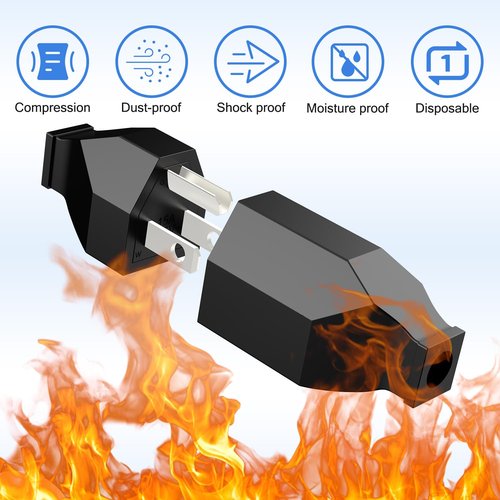 HITRENDS Electrical Replacement Plug Ends, Extension Cord Ends 125V 15A 2Pole 3Wire Male & Female Connectors (Male and Female Set)