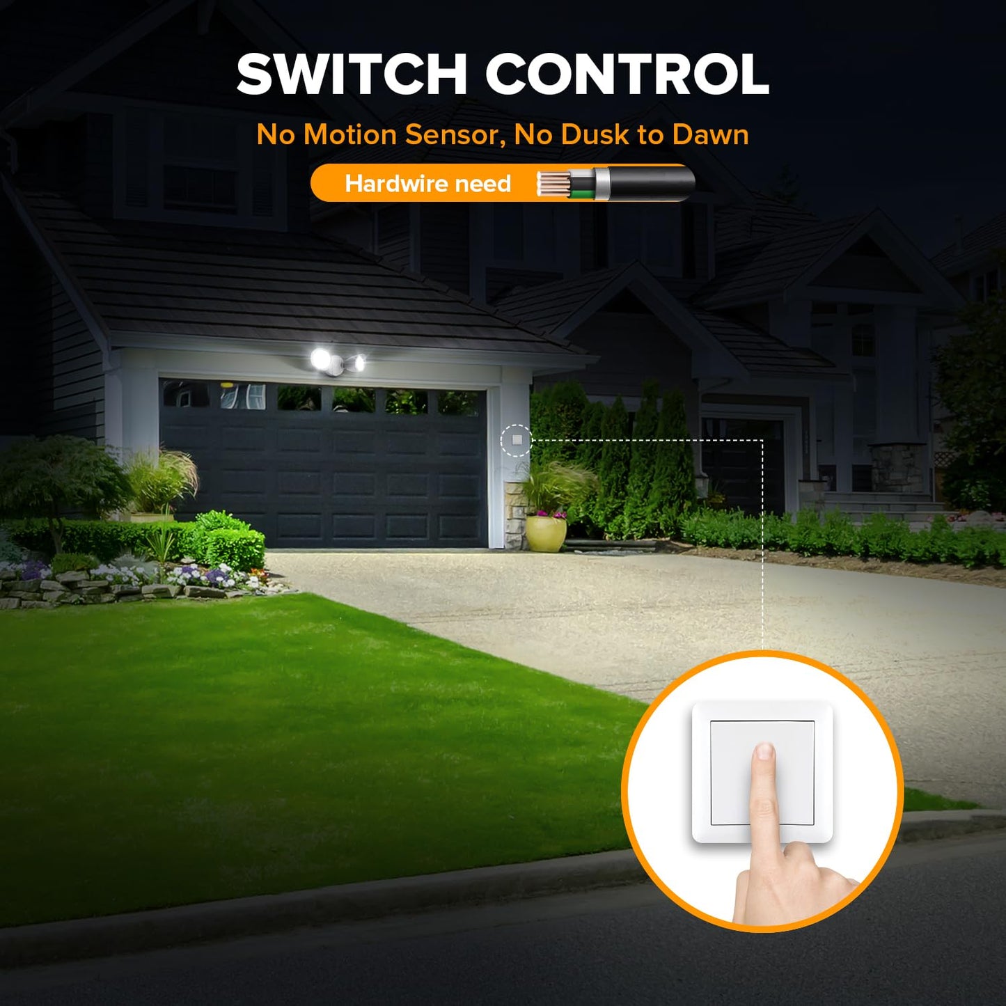 LUTEC 6222W 2500 Lumen 32 Watt 28 LED Dual-Head Floodlight Outdoor, Full Metal Design, Waterproof Exterior Security Wall Light for Patio, Garden, Yard-White