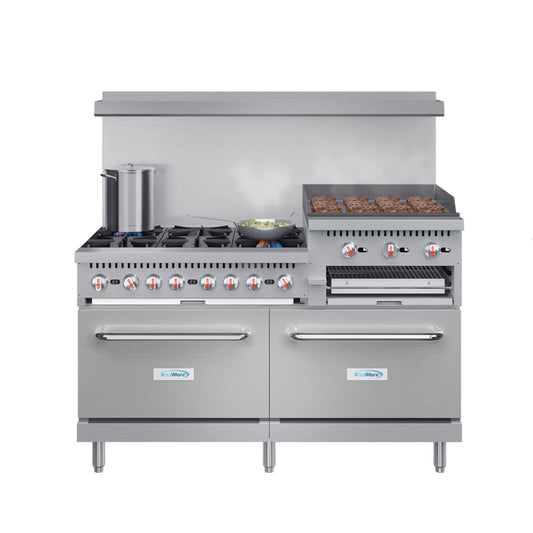 KoolMore KM-CRGB60-NG 60 in. 6 Burner Commercial Natural Gas Range with 24 in. Griddle and Broiler