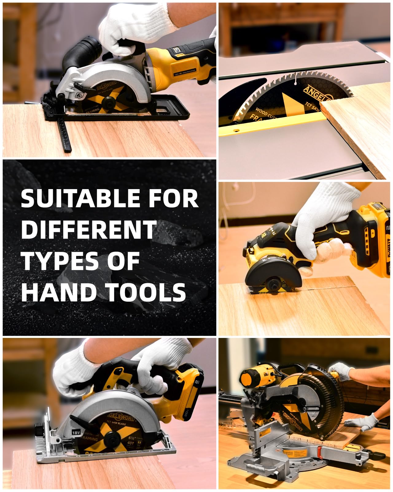 ANGELSWORD 6-1/2 Inch Circular Saw Blade, 24T for Framing&40T for Ripping, Cross Wood Cutting, 2 Pack