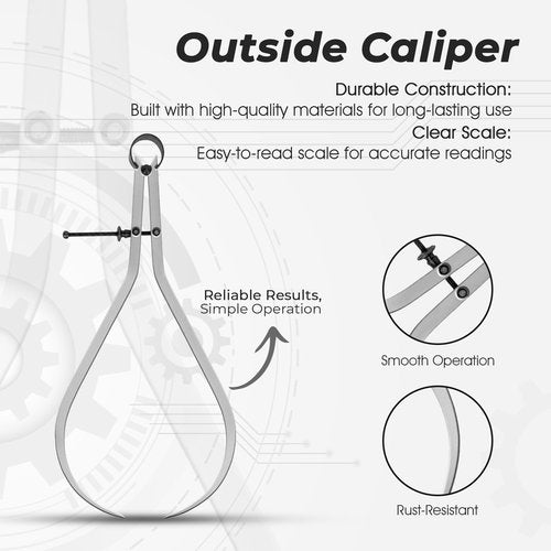 12-1/4" Outside Caliper (452-12) – Precision Measuring Tool for Lathe Work, Metal Fabrication, Wood Turning, and Automotive Use – Replaces General Tools