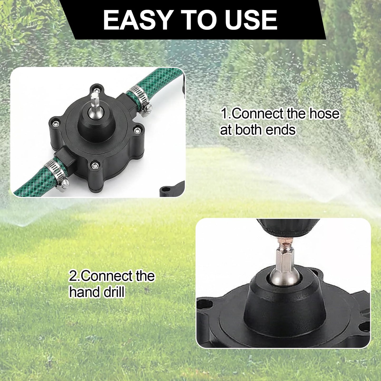 Houlishu Mini Electric Drill Pump, Portable Hand Drill Water Pump, Self Starting Hand Pump, suitable for water gasoline diesel engine oil transfer, easy to install and use