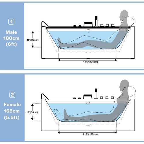 Empava 67” Whirlpool Bathtub with Chromatherapy, Hydrotherapy Jetted Bathtub with Glass Panel, 11 Jets,3-Side Apron,67 Gallons,ETL Certified, White