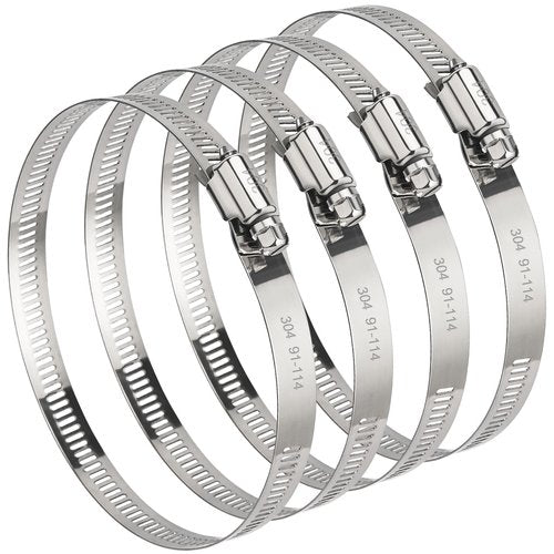 4 Pack 4 Inch Hose Clamps, 304 Stainless Steel Quick-Screw Dryer Vent Clamp, Adjustable 3.5″ to 4.5″ Worm Gear Hose Clamps for Automotive, Dust Collection