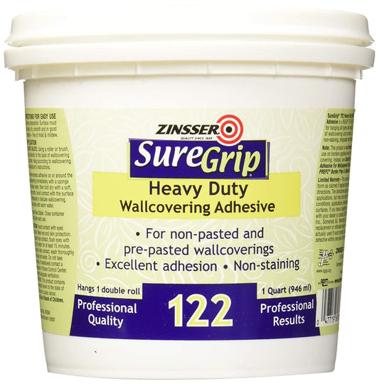 Zinsser SureGrip 122 Heavy Duty Wallcovering Adhesive, Quart