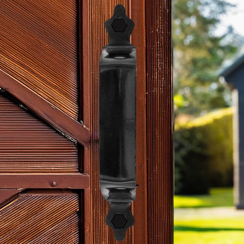Black 6" Decorative Pressed Steel Gate Handle with 7/16" Hex Head Mounting Screws