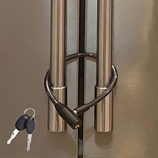 Urban August Child-Proof Refrigerator Lock for Kids & Adults - Lock for French Door Fridge and Cabinet (Regular, Black - 1 Pack)
