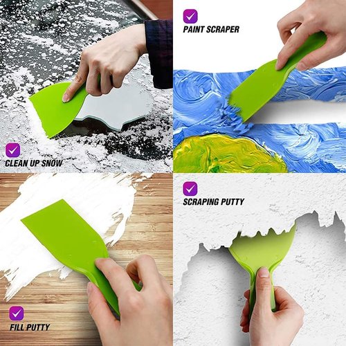 Sinyiol 5Pcs Putty Scraper 6" Plastic Flexible Putty Knives,Large Size Pack,Disposable Spreader Flexible Plastic Paint Scraper Tool for Spackling, Taping Drywall Wall Painting (6")