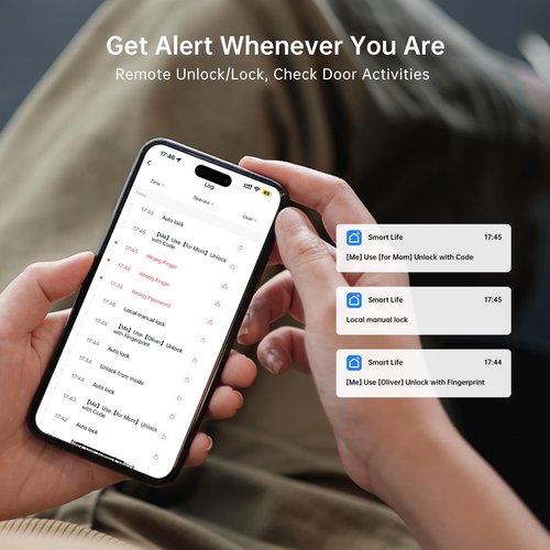 Keyless Entry WiFi Smart Lock with Handle: Hornbill Biometric Fingerprint Lock for Front Door, Keypad Passcode Auto-Lock for Home