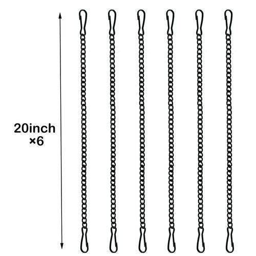 6 Pcs 20 Inch Stained Glass Window Hanging Chain - Black Window Art Decor, Patio Garden Outdoor Decorative Glass Panels