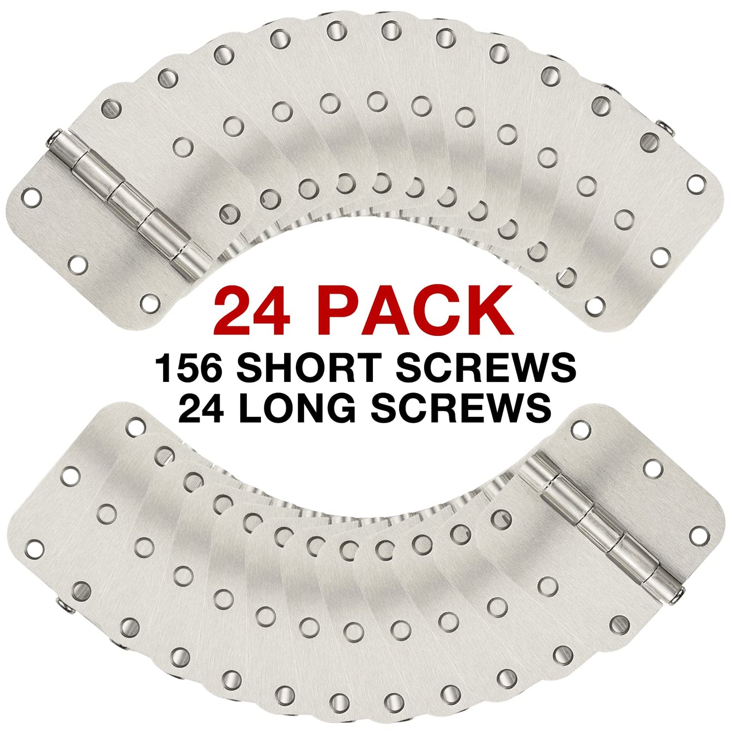 24 Pack Brushed Nickel Door Hinges 3.5 x 3 1/2 Inch Interior Rounded 5/8" Radius Corners Iron Bifold Silver Residential Satin Nickels Hinge for Doors Hardware Kit Office Bedroom Study Living Room