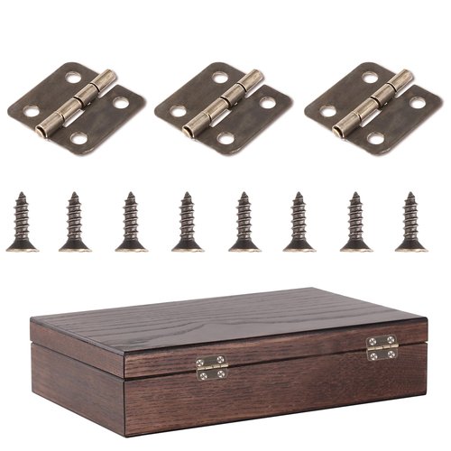 18 x16mm Folding Butt 10 Pcs Antique Bronze Hinge Mini Hinges 180 Degree Rotation Hinges with Screws Miniature Tools for Wooden DIY Crafts Wooden Jewelry Box Jewelry Box Cabinet Decorative