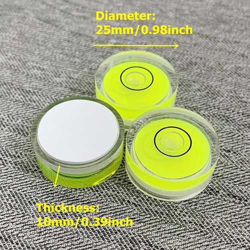 YMGBHNKJLS 4Pcs Small Circular Bubble Levels with Double Sided Adhesive Bottom Mini Little Stick-on Bubble Spirit Level Measuring Layout Tools Levels (25x10mm)