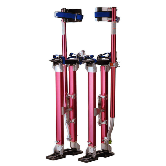 Drywall Stilts - 18-30-inch Aluminum Spring Loaded Stilts with A Locking Heel Strap for Construction, Painting, and Finishing by Pentagon Tools (Red)