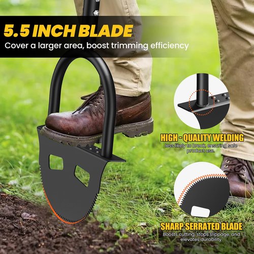 Manual Lawn Edger Tool, 42.1 Inch Half Moon Edger Lawn Tool with Non-Slip T-Handle and Wider Foot Pedal, Serrated Lawn Edger Tool for Trimming Lawn Lines at The Edge of a Driveway