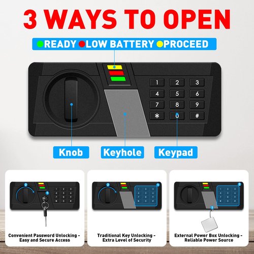 AltiKeep 25.6'' Tall Fireproof Hidden In Wall Safe Between the Studs with Digital Keypad Removable Shelf for Home Cabinet Money Jewelry Documents