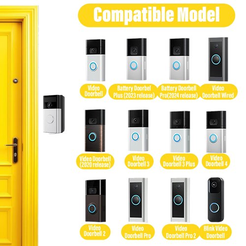 Adjustable 30 to 55 Degree Doorbell Angle Mount Compatible with Video Doorbell 1st / 2st / 3st / 4st / (2020 Release), Replacement Angle Adjustment Adapter Mounting Bracket Wedge Kit
