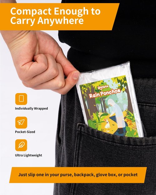 Disposable Rain Ponchos - Extra Long Waterproof Emergency Poncho with Hood for Adults, Bulk Family 12 Pack Raincoat for Park, Concerts, Hiking, Camping Essentials, Home Emergency Survival Kits, Clear