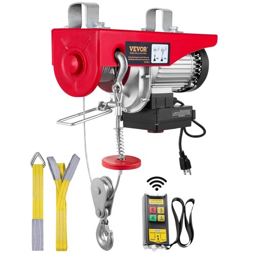VEVOR 1320lbs Wireless Electric Hoist, 1150W 110V Electric Steel Wire Winch with Wireless Remote Control, 40ft Single Cable Lifting Height & Pure Copper Motor, for Garage Warehouse Factory