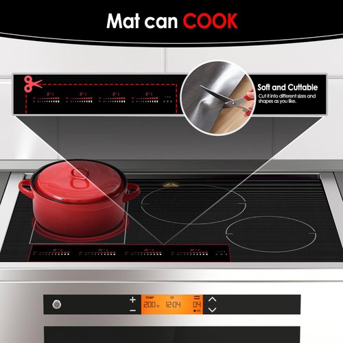 Cook's Aid Large Induction Cooktop Protector Mat 21.2x35.4 Inch,Translucent (Magnetic) Stove Top Cover for Electric Stove, Silicone Stove Mat for Glass Top Stove,Glass Top Stove Cover (LTSICT10)