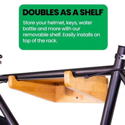 Bike Wall Mount - COR Indoor Bicycle Rack | Bamboo Bike Rack Storage with Removeable Shelf