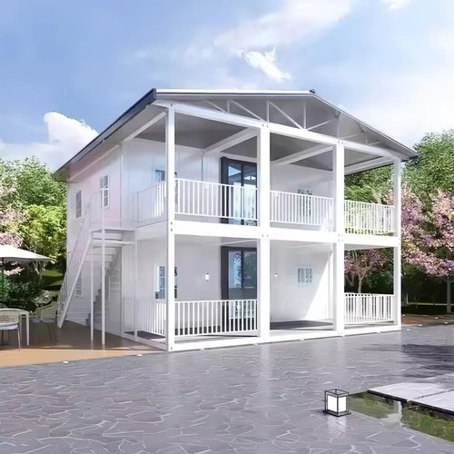 2 Story Prefab Tiny Home for Sale, 20FT Modular Home with 4 5 6 Bedrooms, Full Kitchen & Bathroom, Expandable Container House to Live in for Adults Prefabricated Mobile Foldable House