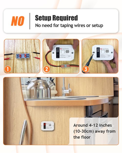 RV Carbon Monoxide and Propane Detectors, RV Propane Gas Detector, Hardwired - DC 12V, Surface ＆ Flush Mount White