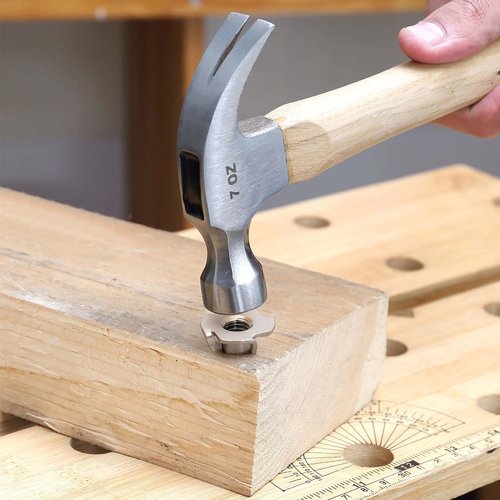 1/4"-20 T-Nut, 5/16" Barrel Length, 304 Stainless Steel Threaded Insert, 4-Pronged Tee Nut for Wood, Rock Climbing Holds, Cabinetry, Furniture, 25 PCS