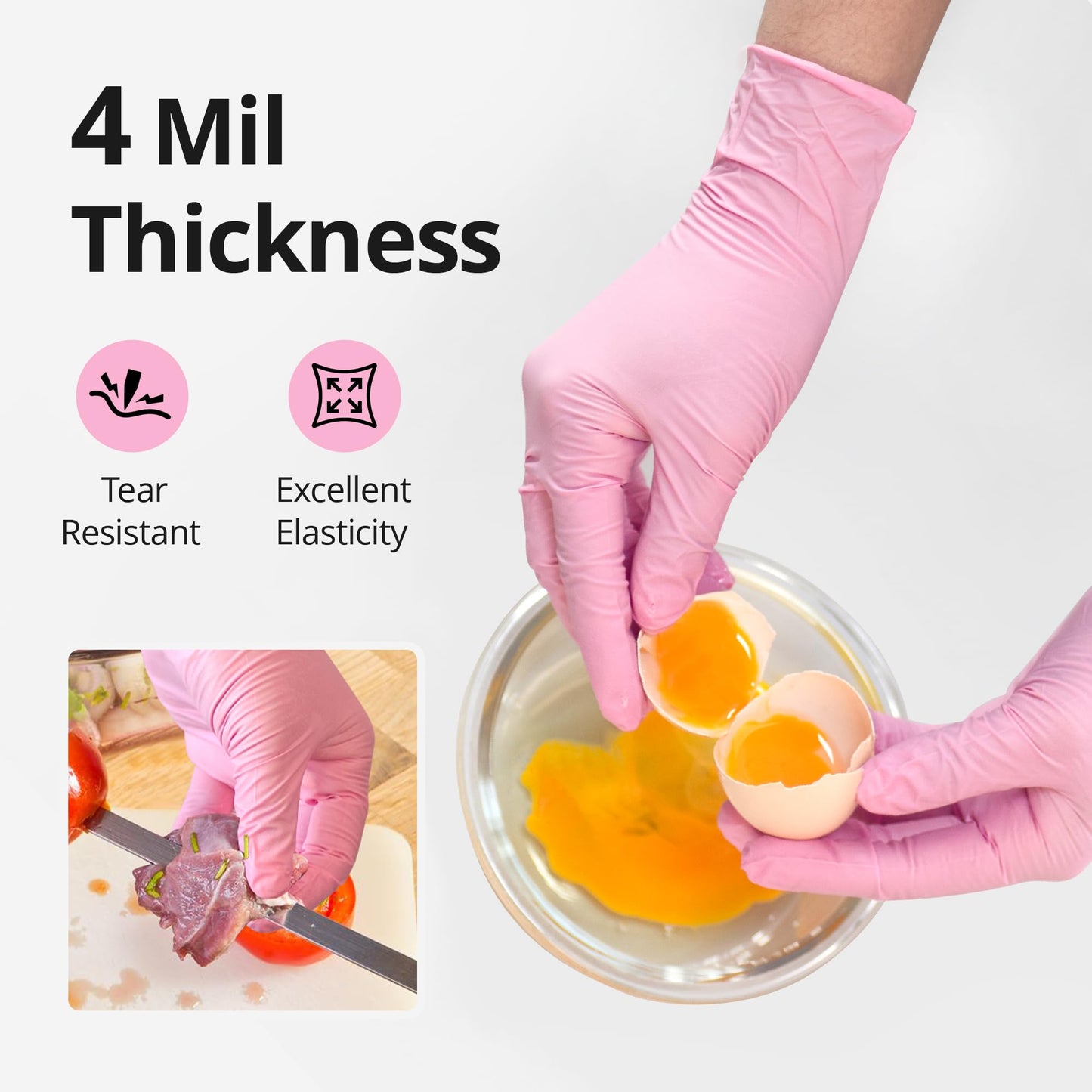 SwiftGrip Nitrile Exam Gloves, 4 Mil, X-Large, Cherry Blossom, Food Safe Gloves Disposable Latex Free, Powder Free for Cleaning Supplies, Esthetician, Hair Dye, Tattoo Supplies (Box of 100)