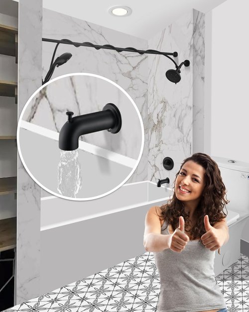 LOCALAND Extra Long Tub Spout with Diverter, Fits for 1/2" IPS Threads,Matte Black
