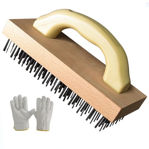 HYCDFCS Wire Brush with Handle, Large Wire Brush for Cleaning Rust Removal Hotels Grills Welding Slags 12X8 Rows Flat Carbon Steel Wires,1PCS