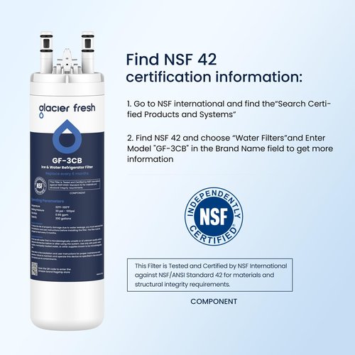 GLACIER FRESH WF3CB Water Filter Replacement for Frigidaire WF3CB, PureSource 3, 706465, 242086201, 242069601, AP4567491, WF425, Pack of 3