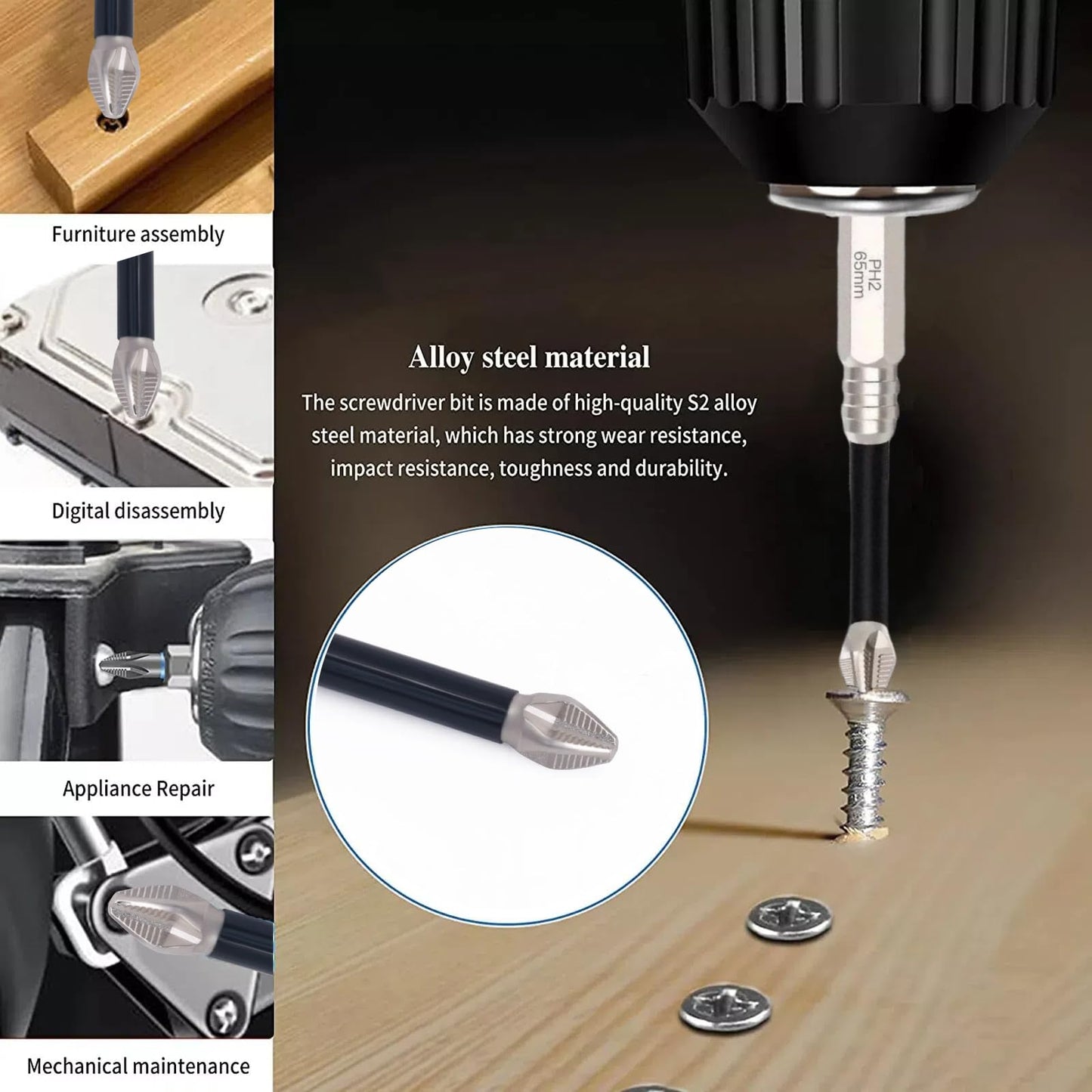 27PCS Magnetic Screwdriver Bits, Slide Each Drill Bit, High-Performance Magnetic Drill Bit Set with Anti-Slip Kit for Home Improvement, Upgrade Strong Magnetic Durability Screwdriver Drill Bit Set