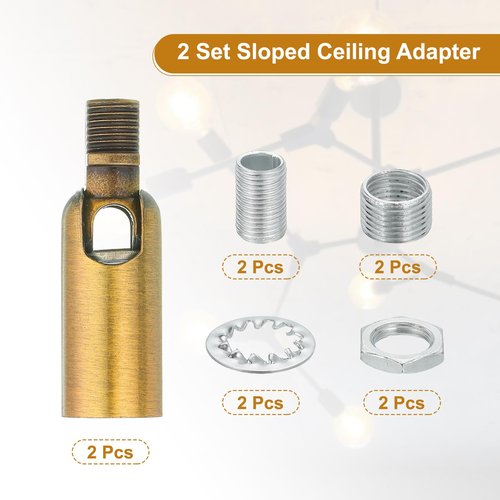 MECCANIXITY 2pcs Sloped Ceiling Adapter, 180 Degree Swivel M10 Fine Thread Sloped Ceiling Light Fixture Adapter for Ceiling Pendant Light Chandelier Track Suspend, Dark Bronze