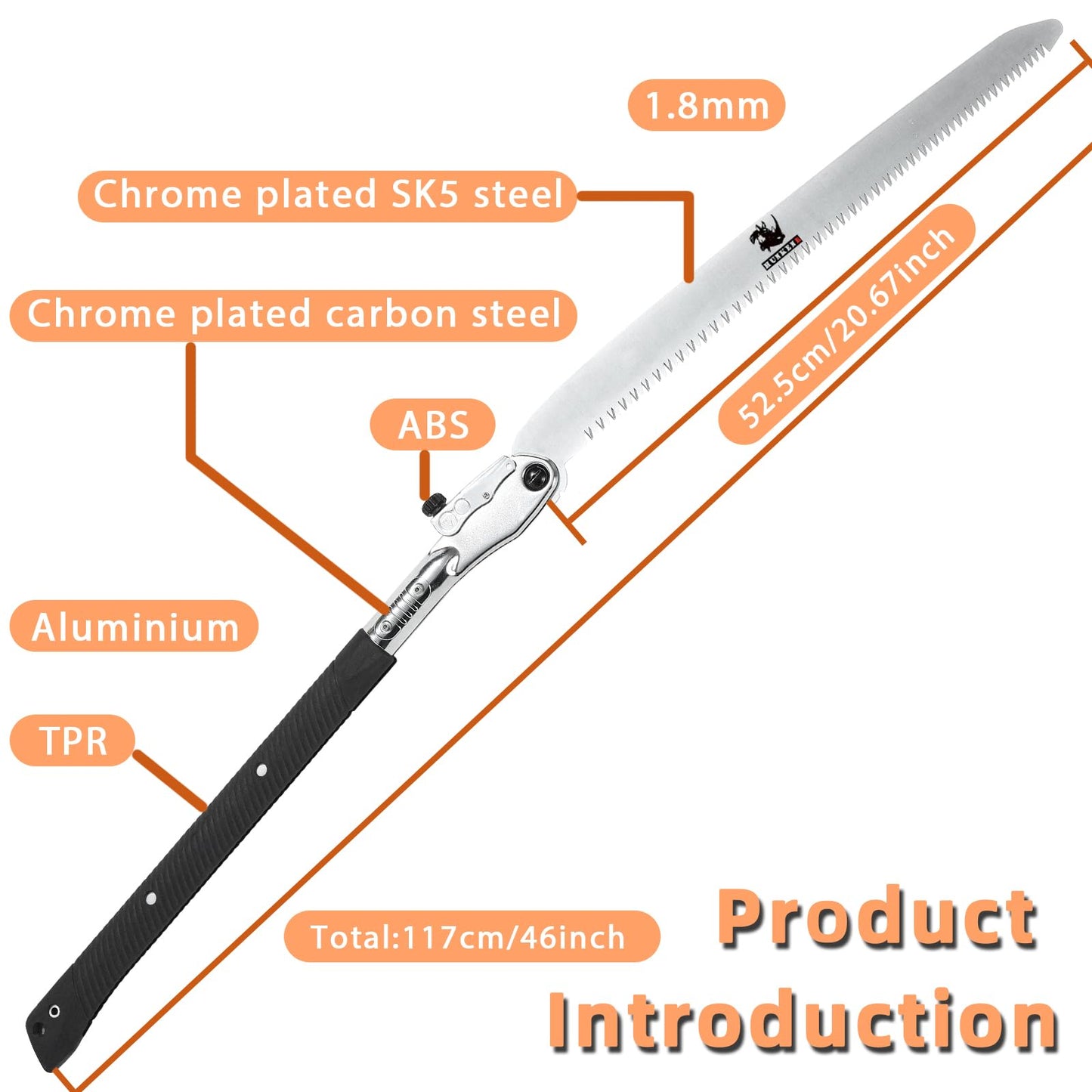 HUNKENR Hand Saw,Woodworking Tools Professional Folding Saw 500mm XXL Teeth