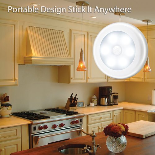 Novelty Place Super Bright LED Motion Sensor Lights - Cordless Battery Powered Built-in Magnets Optional Sticky Pads - Motion Sensing Bathroom Hallway Closet Nightlight - Pack of 3