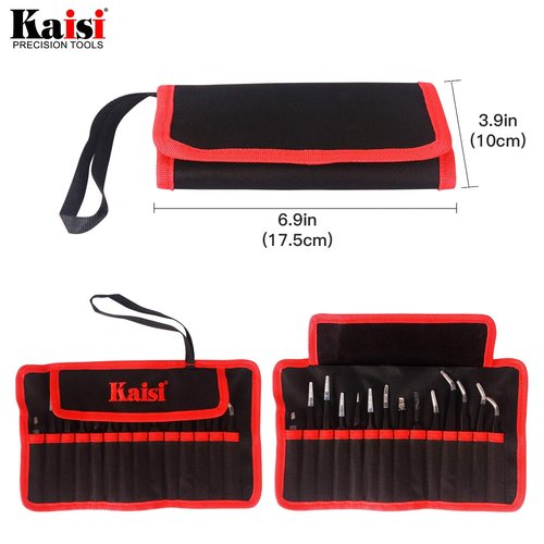 Kaisi 14 PCS Precision Tweezers Set, ESD Tweezer Set, Anti-Static Stainless Steel Tweezers Set for Craft, Jewelry, Electronics, Laboratory Work