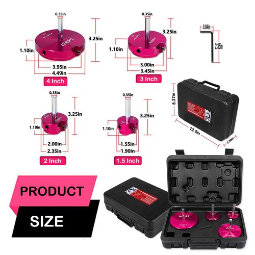 4-Piece Plastic Pipe Reamer Tool Kit for PVC, CPVC, and ABS Fittings, Includes 1.5", 2", 3", 4" Reamers, Compatible with Standard 1/2" Drills, 3/8" Hex Shaft, for Exhaust, Drain, Water Pipes Cleaning