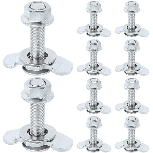 PALOZO L Track Threaded Stud Fittings L-Track Threaded Double Stud Lug Fitting Tie Down, Used with L Track Rails for Truck Bed or Trailer Cargo Control, Pack of 10, Sliver