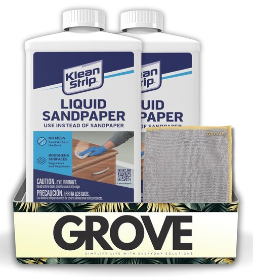 Klean Strip Liquid Sandpaper Deglosser 1 qt Bundle with Microfiber Cloth - Easy Deglosser for Painting, Cabinets, Moldings, Doors, Varnish, Enamel, and Stain Prep - No Sanding Needed - (3 Items)