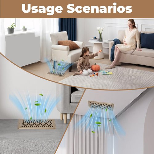 MMFSF 2 Pack Floor Vent Covers, 4x10 Adjustable Heat Air Vent Deflector, 2-in-1 Floor Register, Vent Covers for Home Floor, Office, Ceiling, Heavy Duty Walkable Metal Floor Vents (Brown)