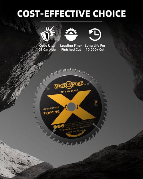 ANGELSWORD 8-1/4 Inch Table Saw Blade/Circular Saw Blade, 24T for Framing&40T for Ripping, Cross Cutting&60T for Fine Finish Wood Cutting, 3 Pack