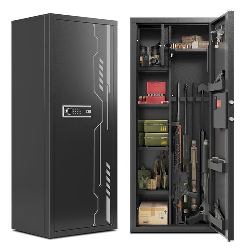 KAER 8-12 Gun Safe Multi-function Gun Safe for Rifles and Pistols Gun Cabinet Large Gun Safes for Home Rifles and Shotguns Electronic Gun Cabinet with Removable Shelf and Rifle Rack