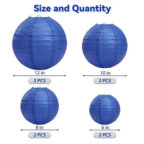 LIHAO Blue Paper Lanterns for Graduation Decorations Classroom Graduation Party Graduation Cap Weddings Birthdays 10PCS