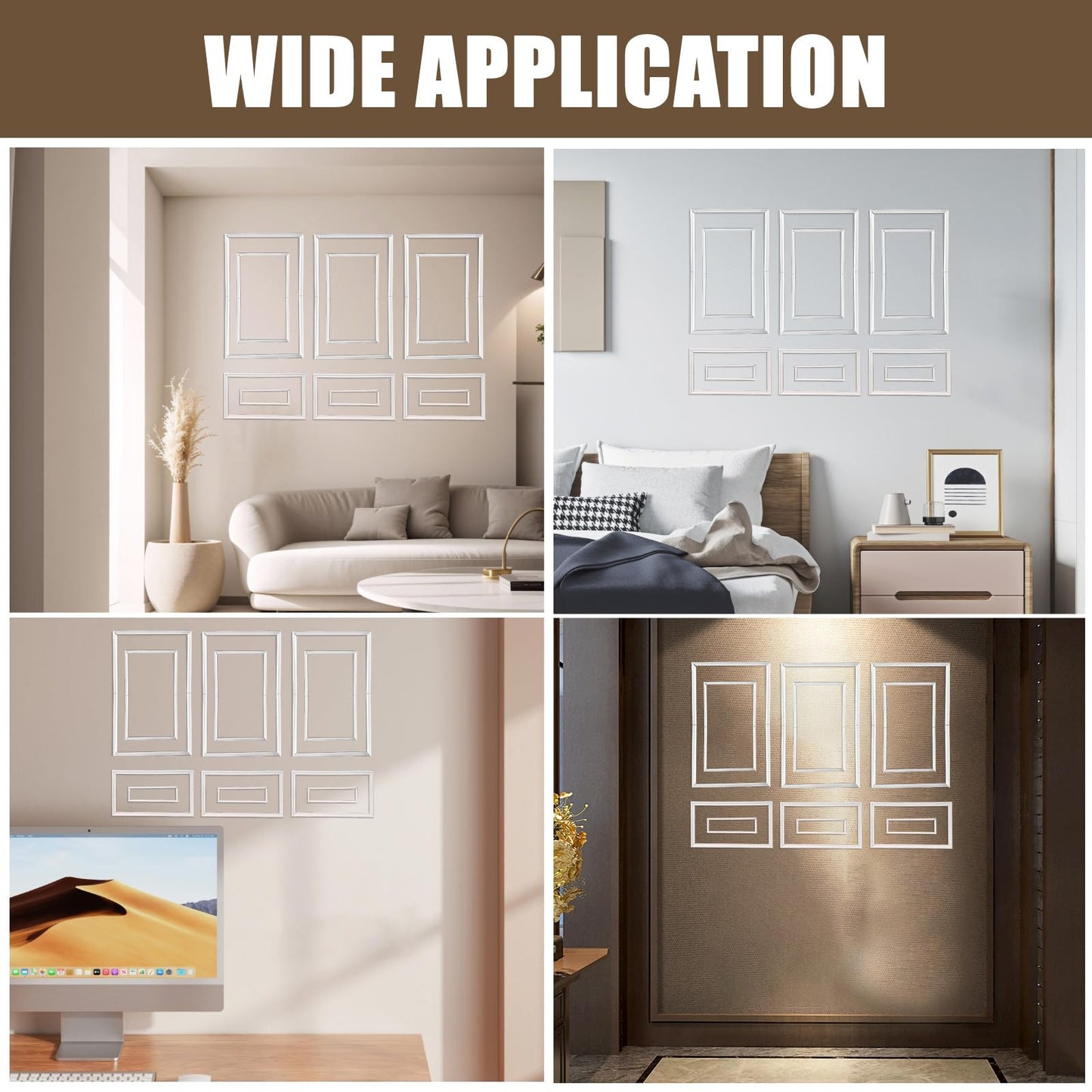 1 Set Peel and Stick Wall Molding Kit - Inner and Outer Layers Style Accent Wall Molding, Ready-to-Assemble Pre Made Wainscoting Wall Panel for Home Décor (Premium Textured Finish)