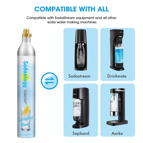 SODAOO LOGY 60L Co2 Carbonator Compatible with Sodastream Appliances [NOT for Art & Terra],14.5oz, Set of 1
