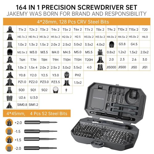 Precision Screwdriver Set, Laptop Screwdriver Kit, JAKEMY 164 in 1 Professional Computer Screwdriver Repair Kit with T6 Torx Bit for MacBook, iPhone, Watch, Camera, Eyeglass, Xbox, DIY